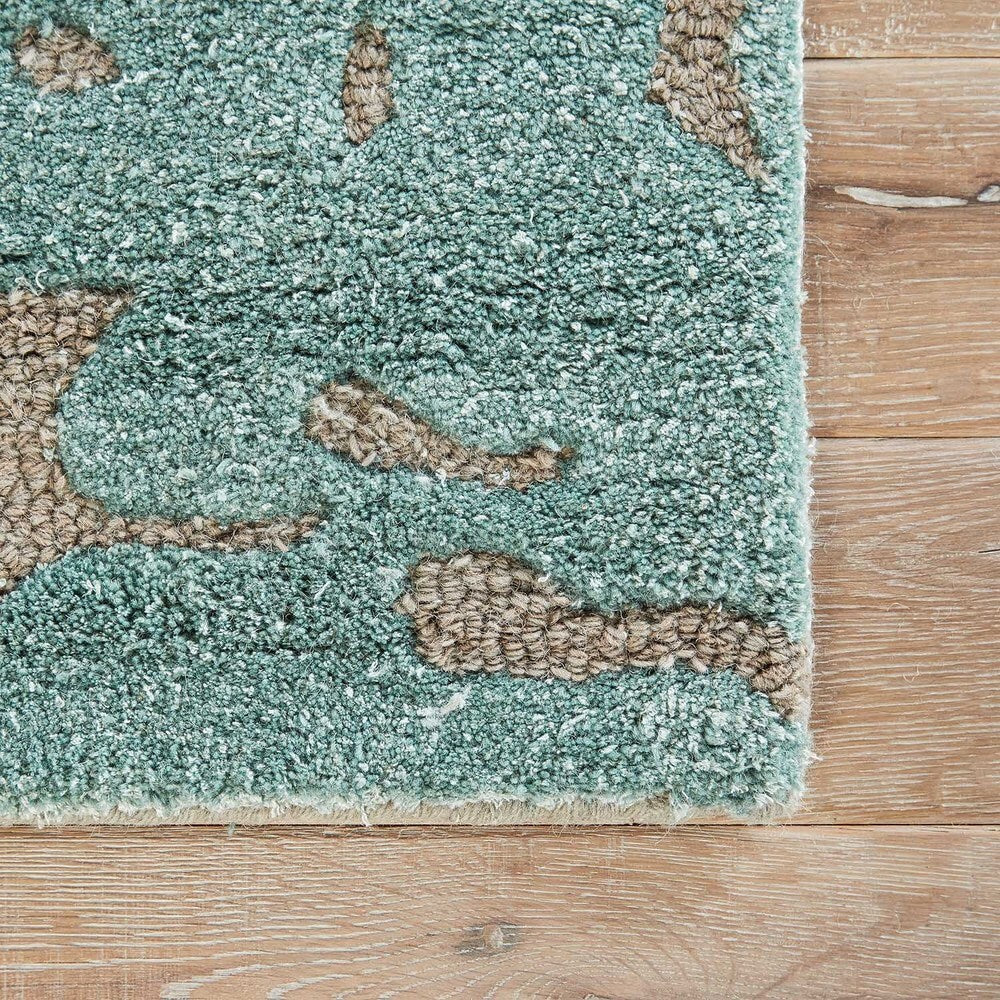 Imprint Handmade Abstract Gray/ Teal Area Rug (9' X 12') - 8'10" x 11'9"