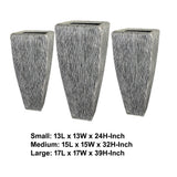 Hand Made Square Ribbed Planter with Tapered Bottom, White, Set of 3