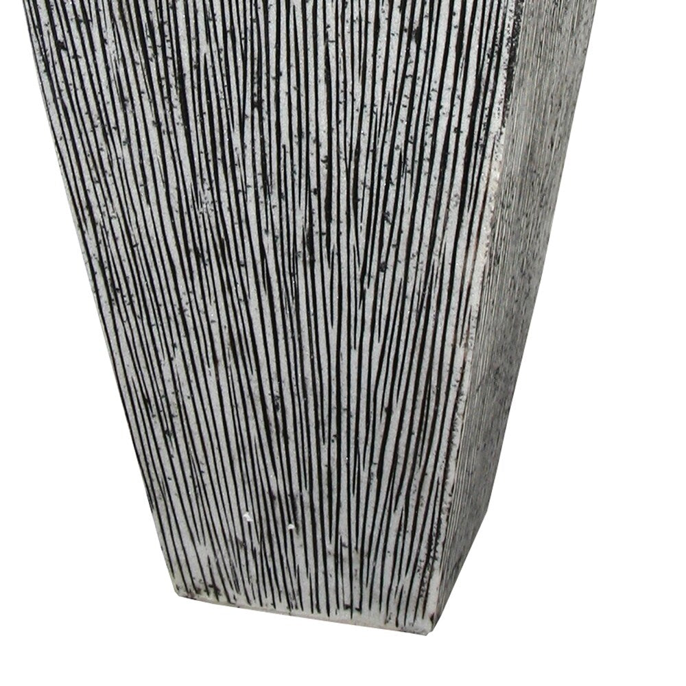 Hand Made Square Ribbed Planter with Tapered Bottom, White, Set of 3