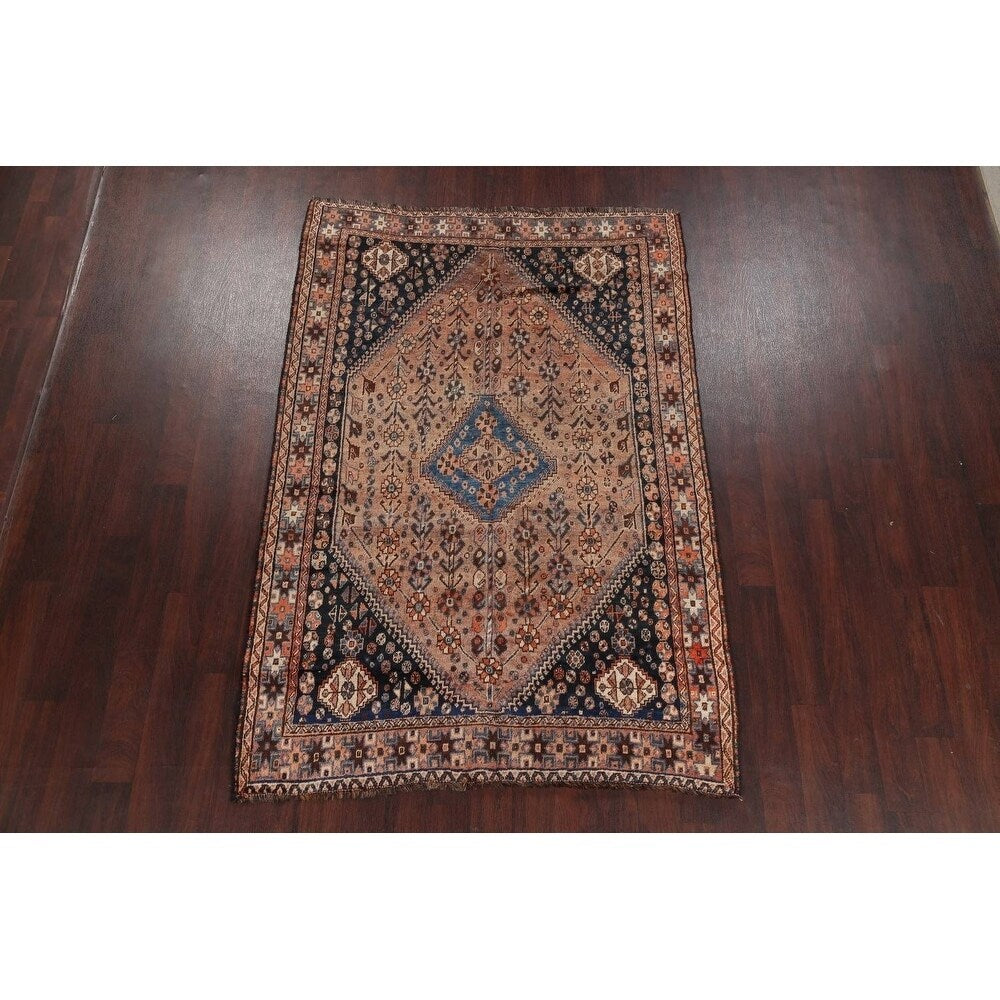 Hand Made Traditional Antique Ghashghaie Goemetric Persian Area Rug - 7'6" x 5'0"