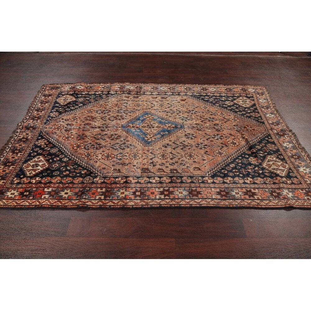 Hand Made Traditional Antique Ghashghaie Goemetric Persian Area Rug - 7'6" x 5'0"