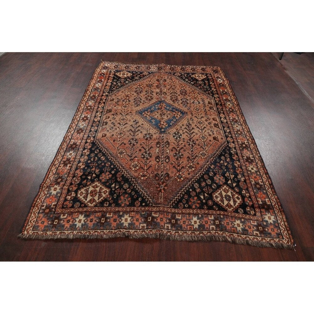 Hand Made Traditional Antique Ghashghaie Goemetric Persian Area Rug - 7'6" x 5'0"