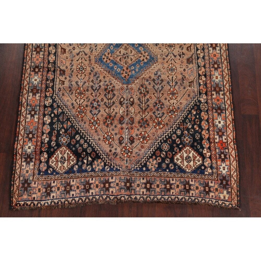 Hand Made Traditional Antique Ghashghaie Goemetric Persian Area Rug - 7'6" x 5'0"