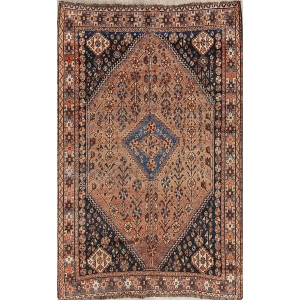 Hand Made Traditional Antique Ghashghaie Goemetric Persian Area Rug - 7'6" x 5'0"