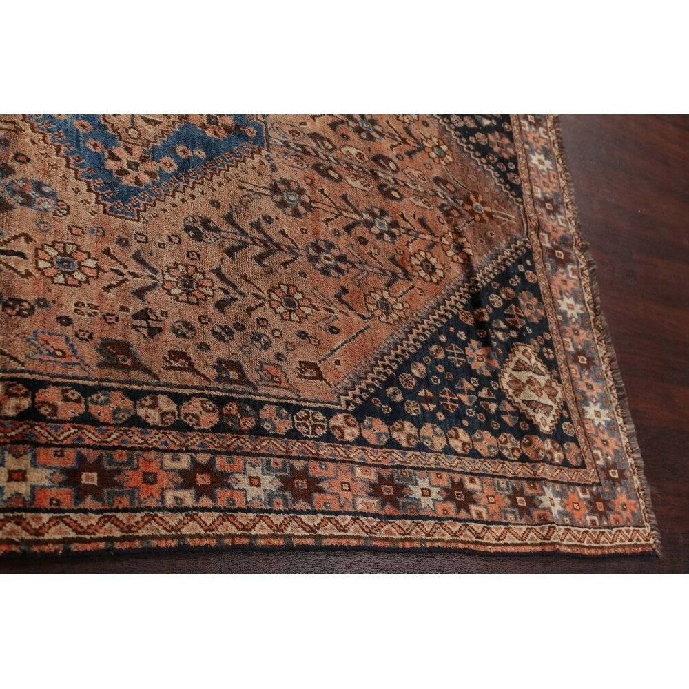 Hand Made Traditional Antique Ghashghaie Goemetric Persian Area Rug - 7'6" x 5'0"