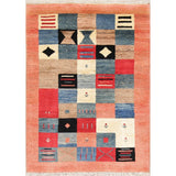Hand Made Wool Modern Gabbeh Persian Oriental Checked Area Rug - 5'2" x 3'8"