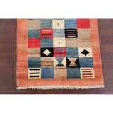 Hand Made Wool Modern Gabbeh Persian Oriental Checked Area Rug - 5'2" x 3'8"