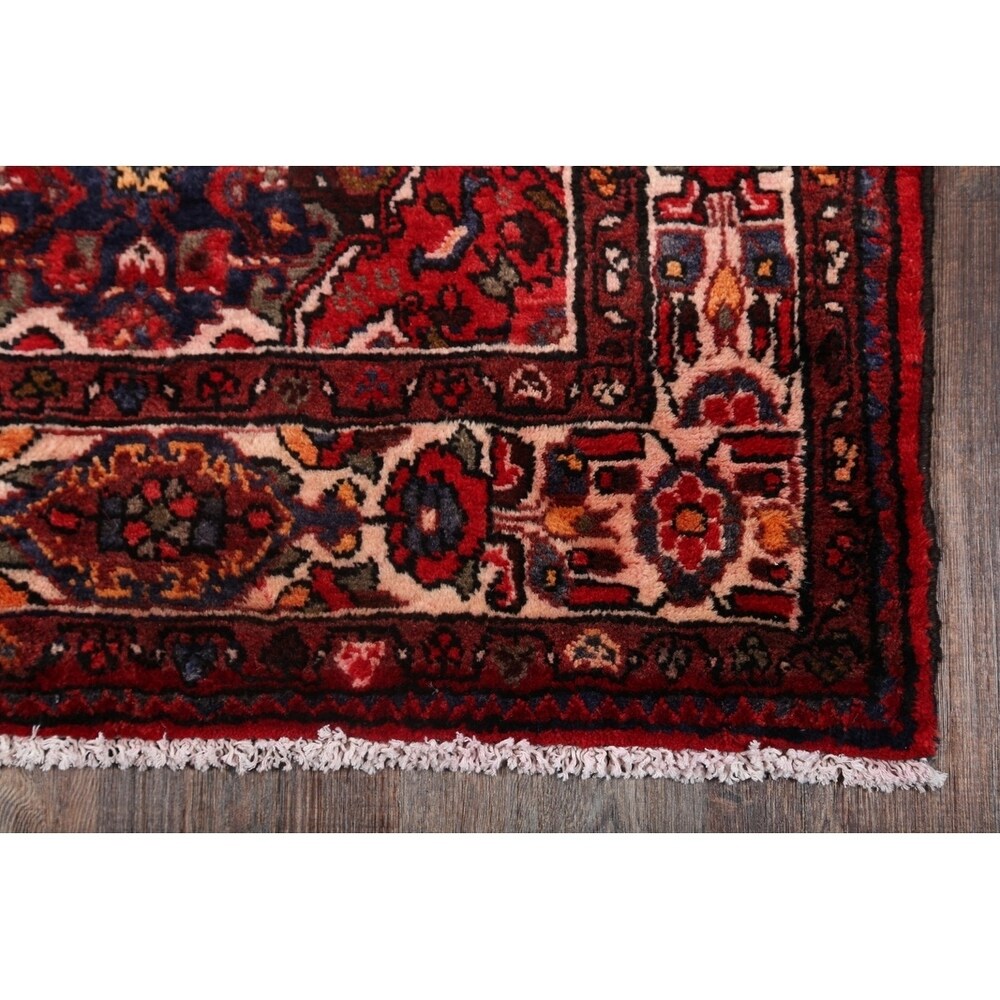 Hand Made Wool Traditional Hamadan Persian Geometric Rug - 13'11" x 3'8" runner