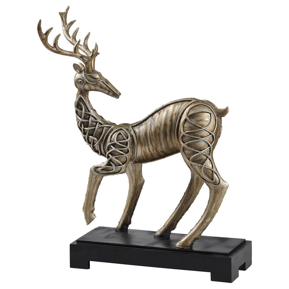 Ren Wil Hand Molded Silver Leaf Startled Deer Sculpture