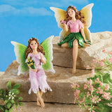 Hand-Painted 2-Piece Fairy Garden Sitter Figurines Set - 11.500 x 9.000 x 6.000