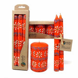 Hand Painted Candles in Orange "Masika" Design (pair of tapers)