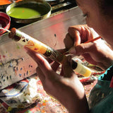 Hand Painted Candles in Orange "Masika" Design (pair of tapers)