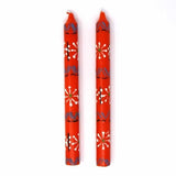Hand Painted Candles in Orange "Masika" Design (pair of tapers)
