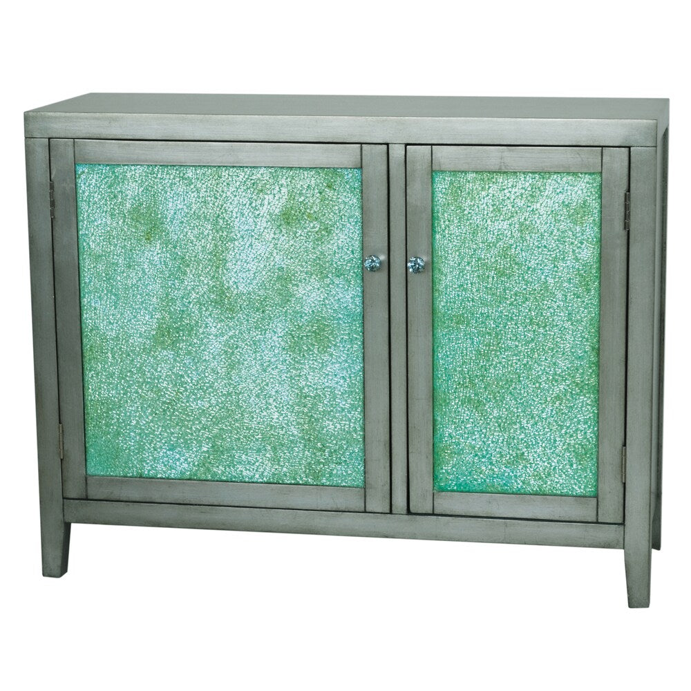 Hand Painted Distressed Vintage Silver Finish Accent Chest