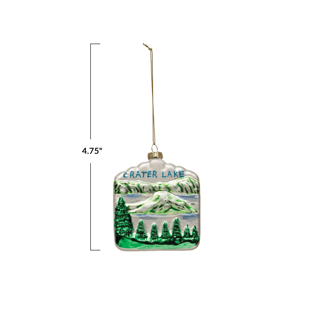 Hand-Painted Glass "Crater Lake" Ornament - 3.5"L x 1.3"W x 4.9"H