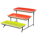 Hand Painted Stoneware 3-Tier Serving Set with Metal Rack