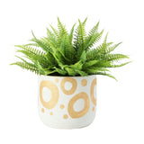 Hand-Painted Stoneware Planter with Circle Design