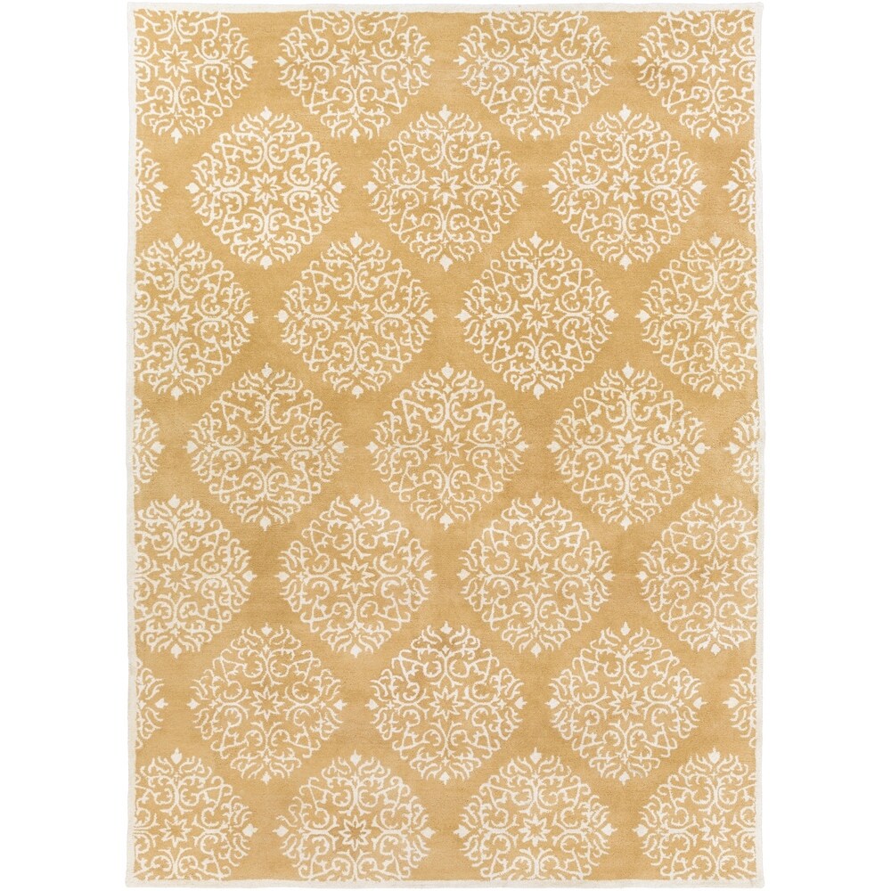 Hand-Tufted Addie Damask Wool Area Rug