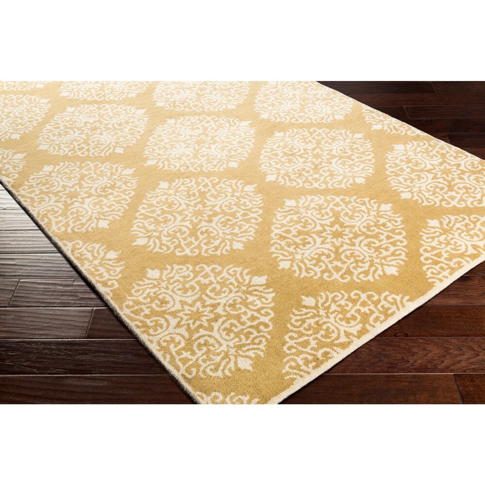 Hand-Tufted Addie Damask Wool Area Rug
