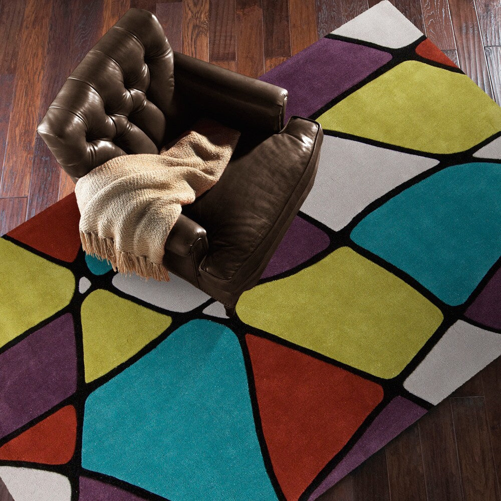 Hand-Tufted Belmont Contemporary Geometric Area Rug - 5' x 8'