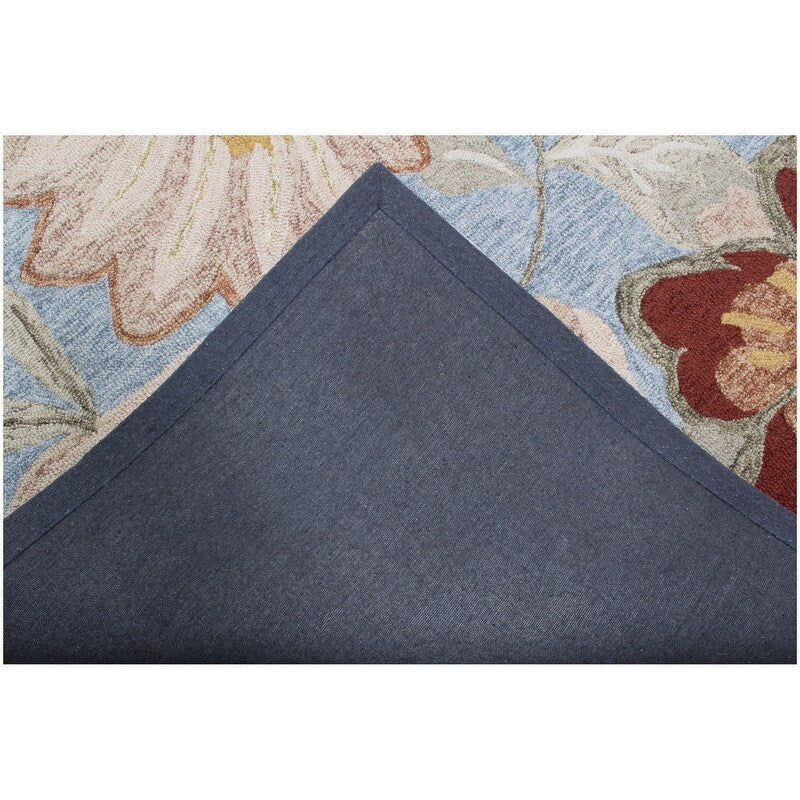 Handmade Delphi Collection Blue/Rust/Ivory Wool Area Rug