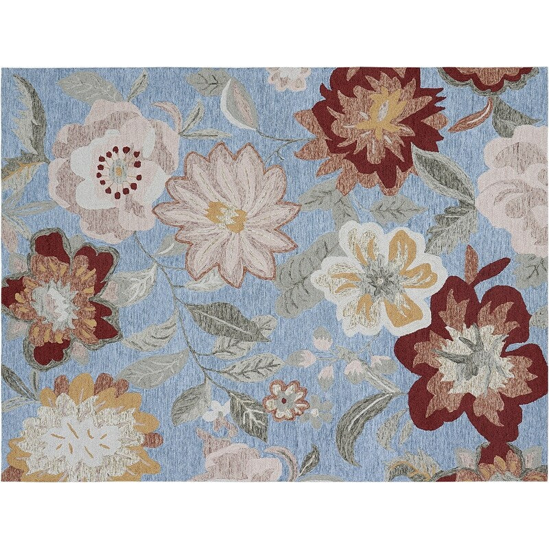 Handmade Delphi Collection Blue/Rust/Ivory Wool Area Rug