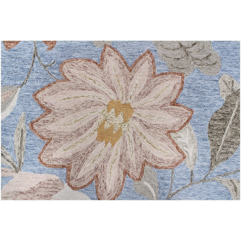 Handmade Delphi Collection Blue/Rust/Ivory Wool Area Rug