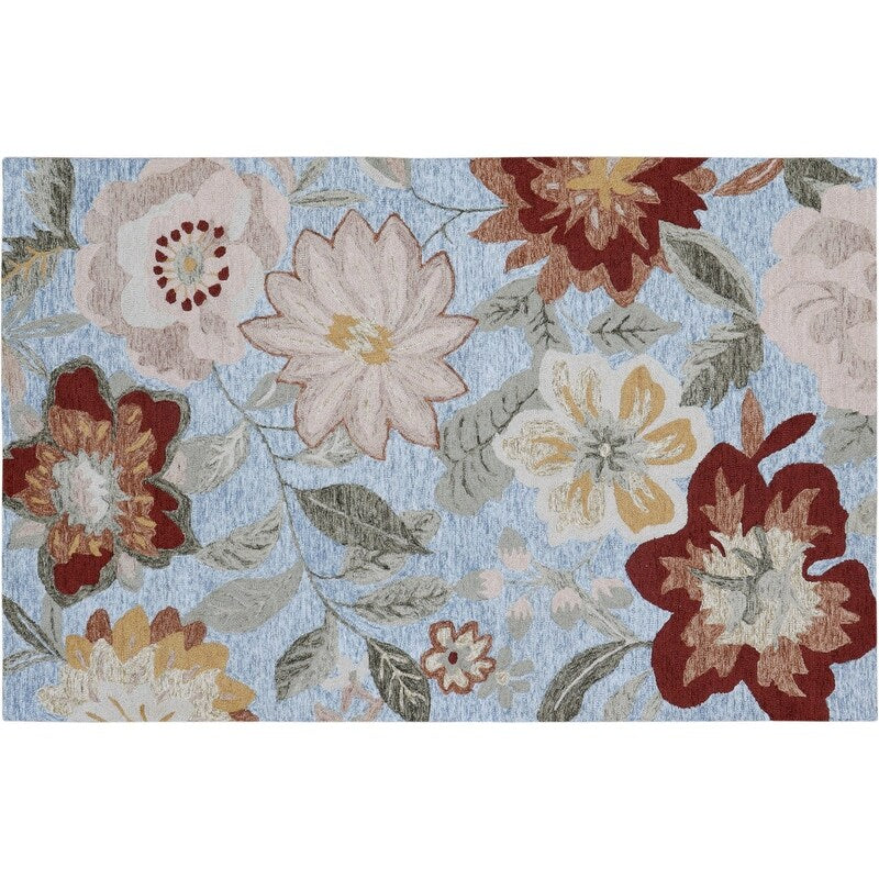 Handmade Delphi Collection Blue/Rust/Ivory Wool Area Rug