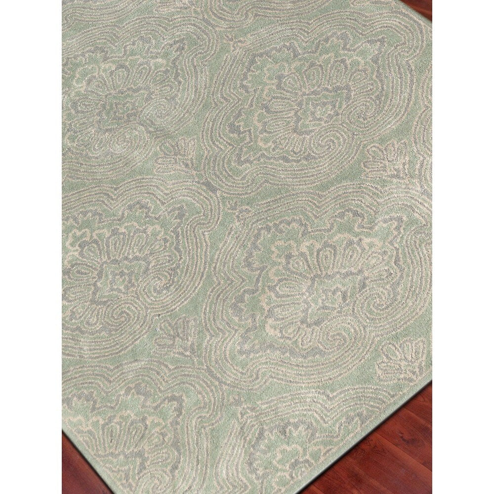 Hand Tufted Ezekiel Green Blended New Zealand Wool Area Rug (5' x 8') - 5' x 8'