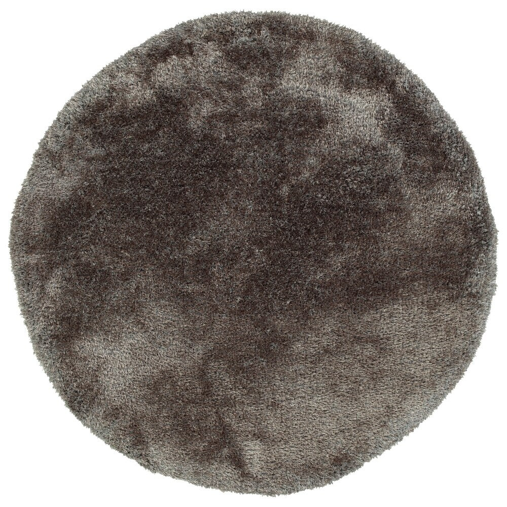 Hand-Tufted Silky Shag Taupe Polyester Round Rug - 4' Round - 4' Round
