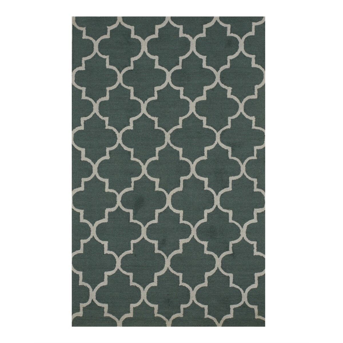 Hand-Tufted Traditional Moroccan Trellis Green Wool Area Rug - Timeless Elegance and Classic Design - 5' x 7'
