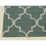 Hand-Tufted Traditional Moroccan Trellis Green Wool Area Rug - Timeless Elegance and Classic Design - 5' x 7'