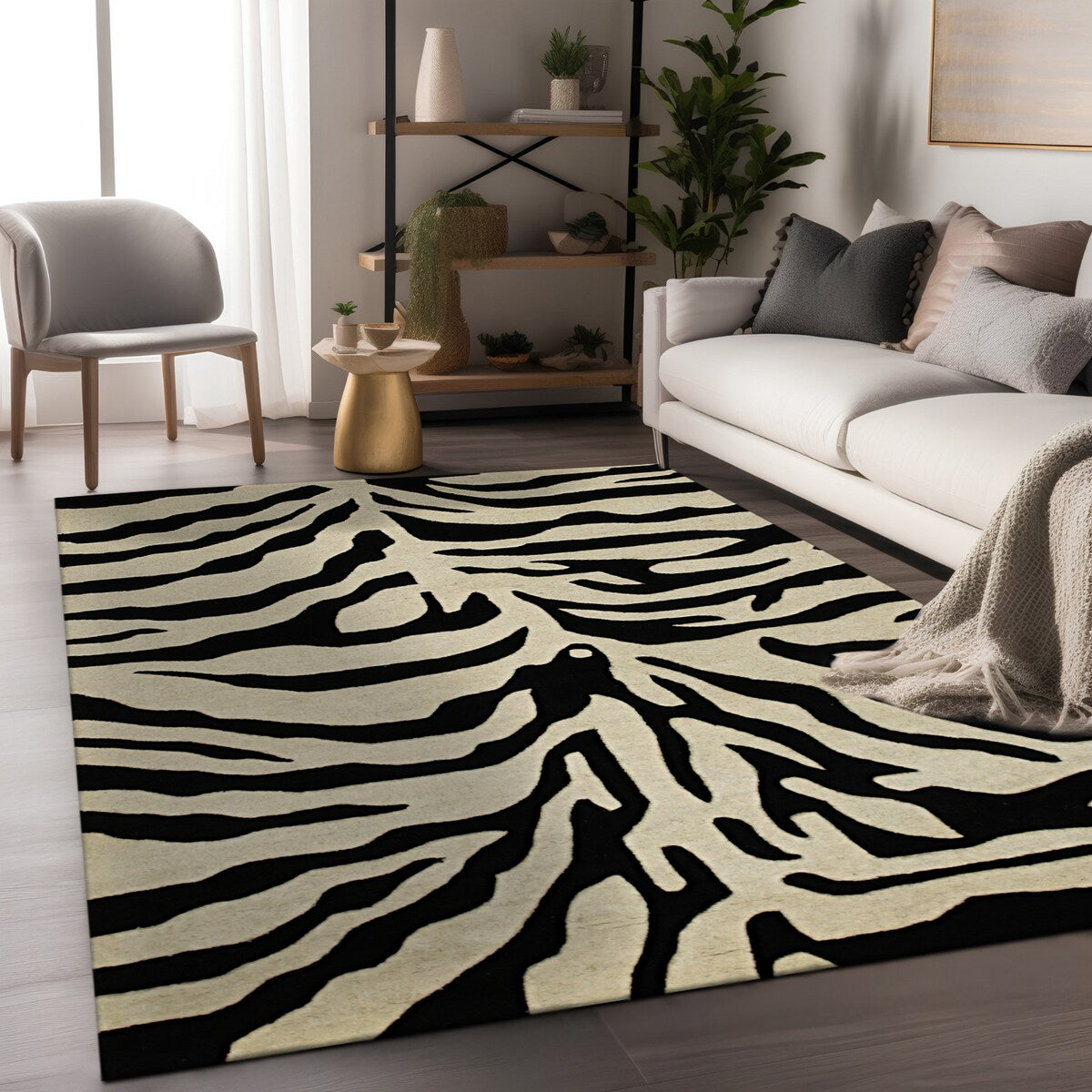 Hand-Tufted Wool Black Transitional Stripe Modern Tufted Rug - Modern Sophistication and Luxurious Comfort - 4' x 6'