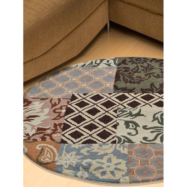 Hand Tufted Wool Round Floral Multicolor