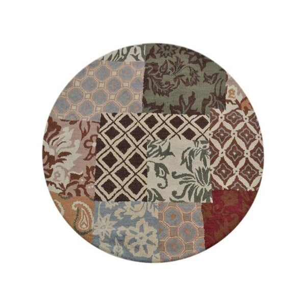 Hand Tufted Wool Round Floral Multicolor