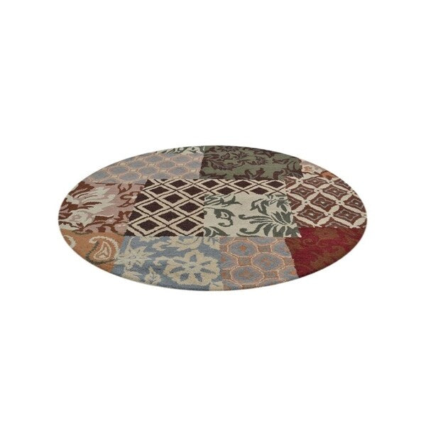 Hand Tufted Wool Round Floral Multicolor