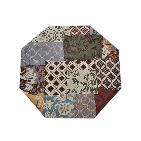 Hand Tufted Wool Round Floral Multicolor