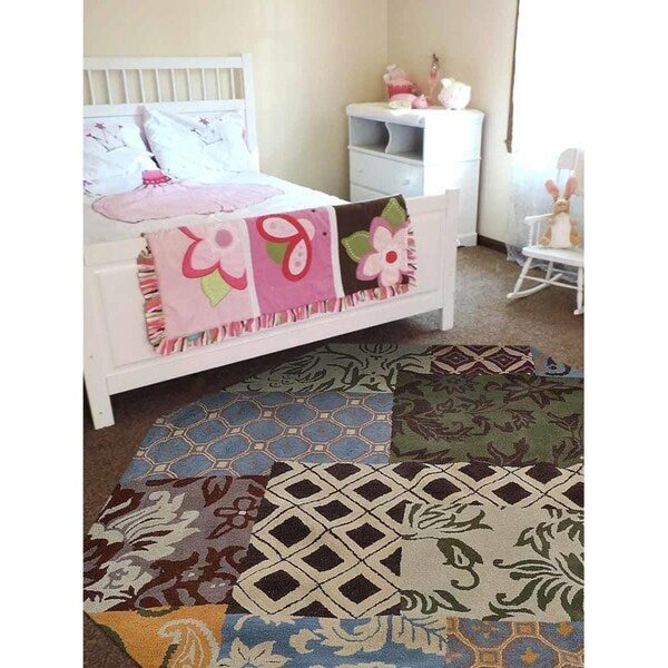 Hand Tufted Wool Round Floral Multicolor