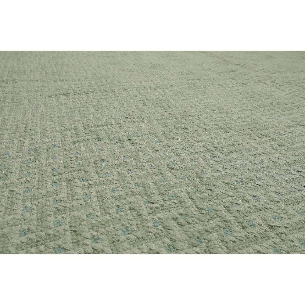 Hand Woven Tone on Tone Turquoise Wool Modern Oriental Rug - 7' 8'' x 10' 2''