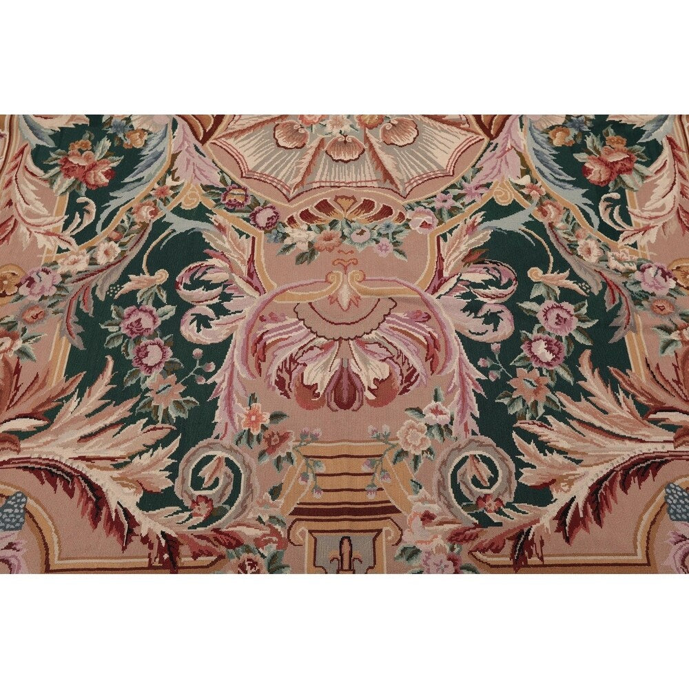 Hand Woven French Aubusson Wool Needlepoint Area Rug (6'x9') - 6'5" x 9'8"