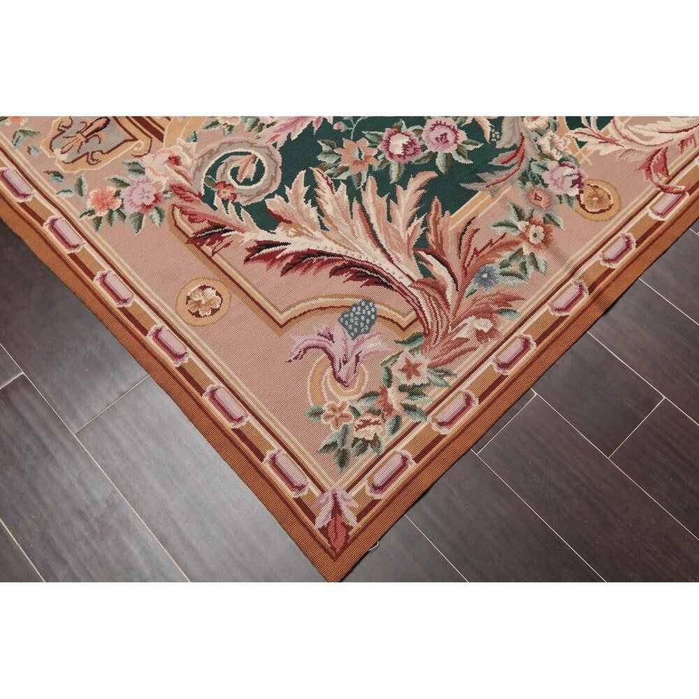 Hand Woven French Aubusson Wool Needlepoint Area Rug (6'x9') - 6'5" x 9'8"