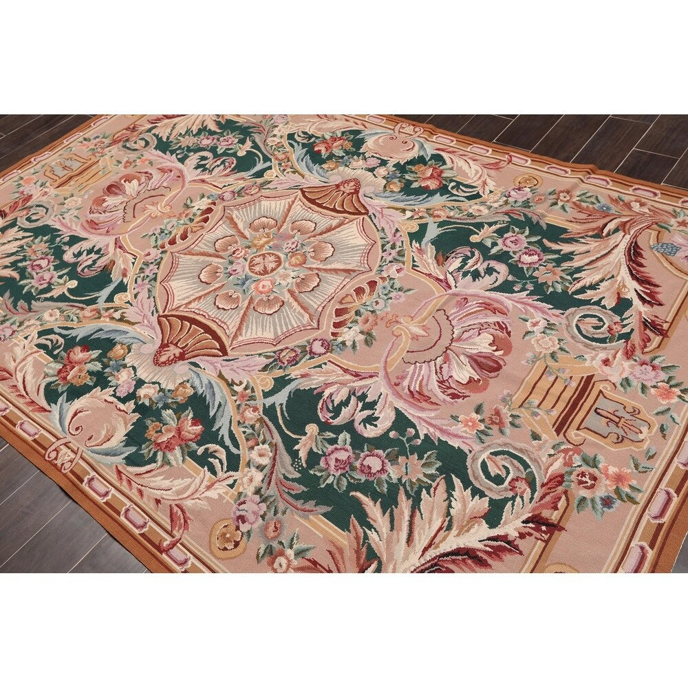 Hand Woven French Aubusson Wool Needlepoint Area Rug (6'x9') - 6'5" x 9'8"