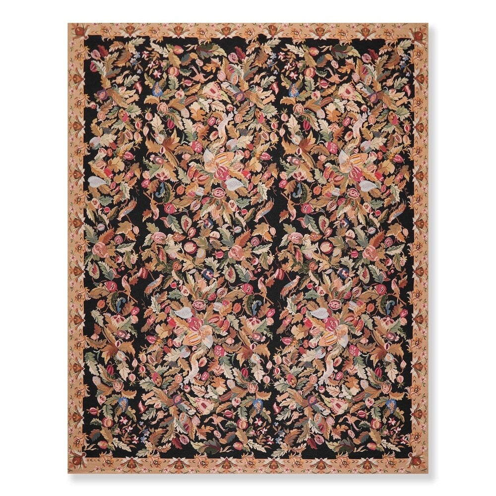Hand Woven French Aubusson Wool Needlepoint Area Rug (8'x10') - 8' x 10'