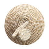 Hand-Woven Grass Pear Shaped Baskets with Lids, White & Natural, Set of 2