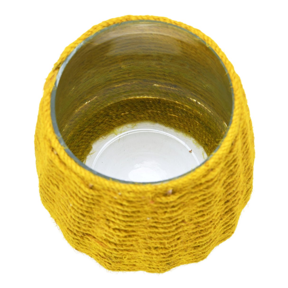 Hand-Woven Jute and Glass Votive Candle Holder