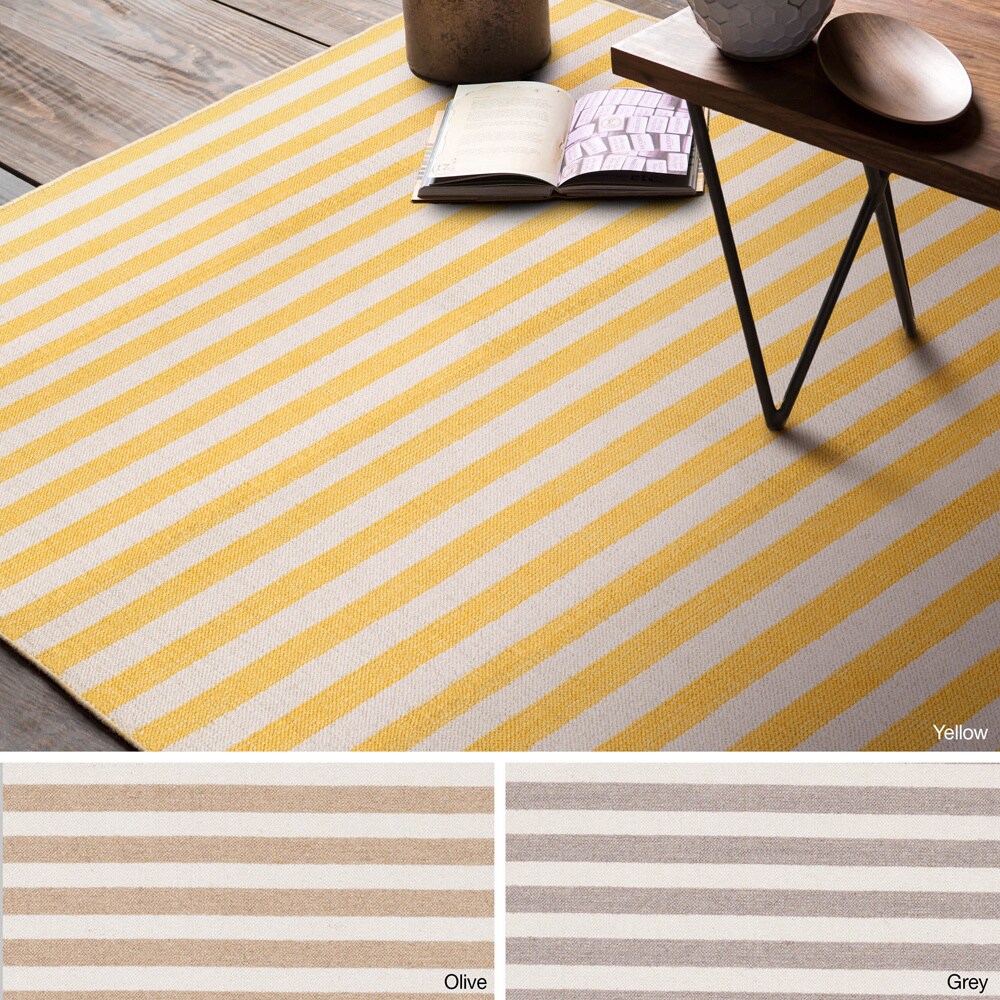 Hand-Woven Leyburn Stripe Indoor Wool Area Rug