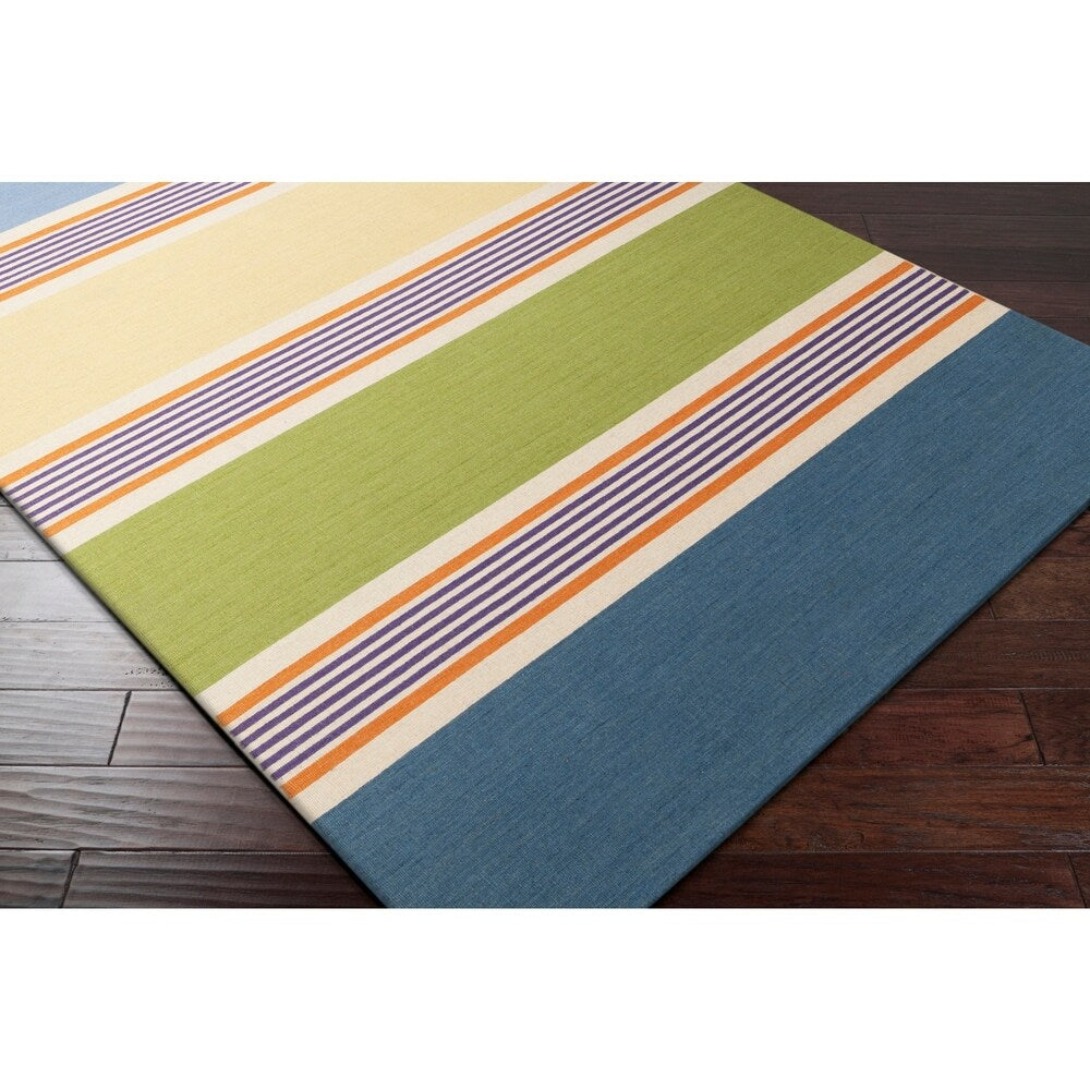 Hand-Woven McVie Mutli Striped Wool Area Rug - 3'6" x 5'6"
