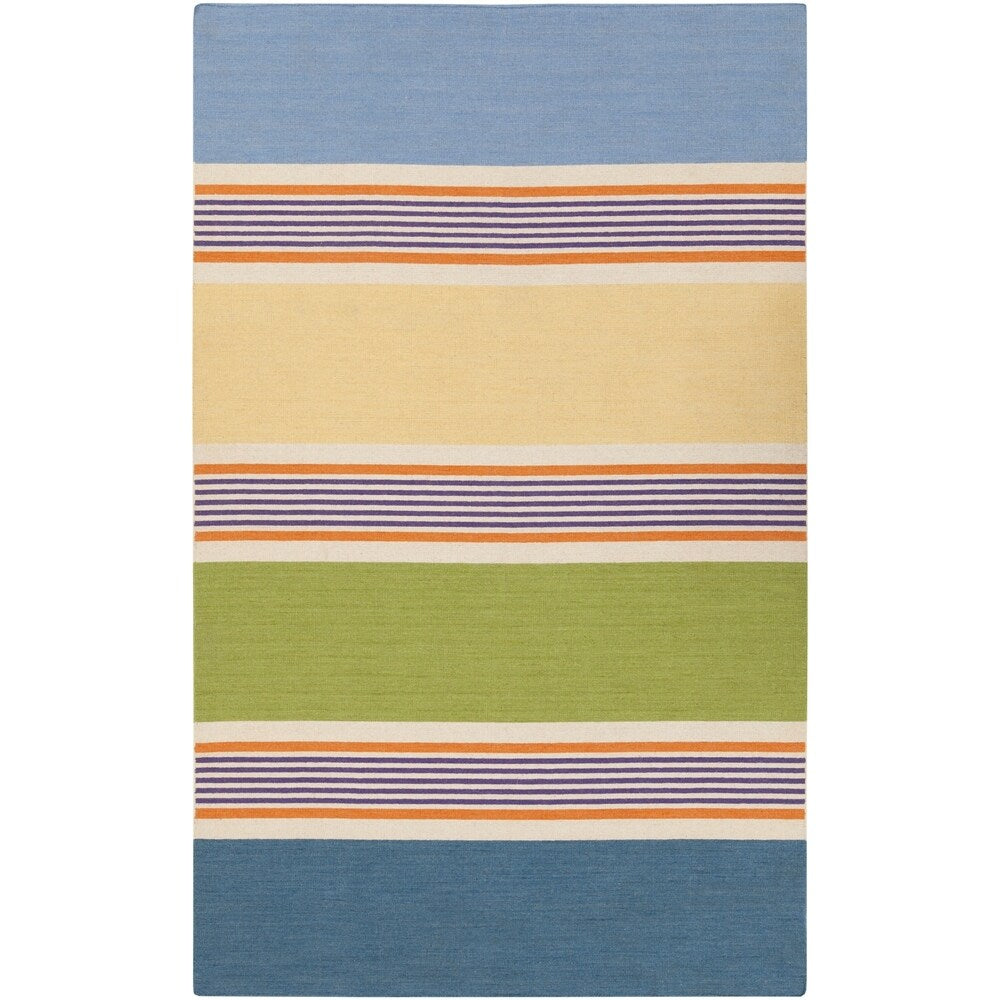Hand-Woven McVie Mutli Striped Wool Area Rug - 3'6" x 5'6"