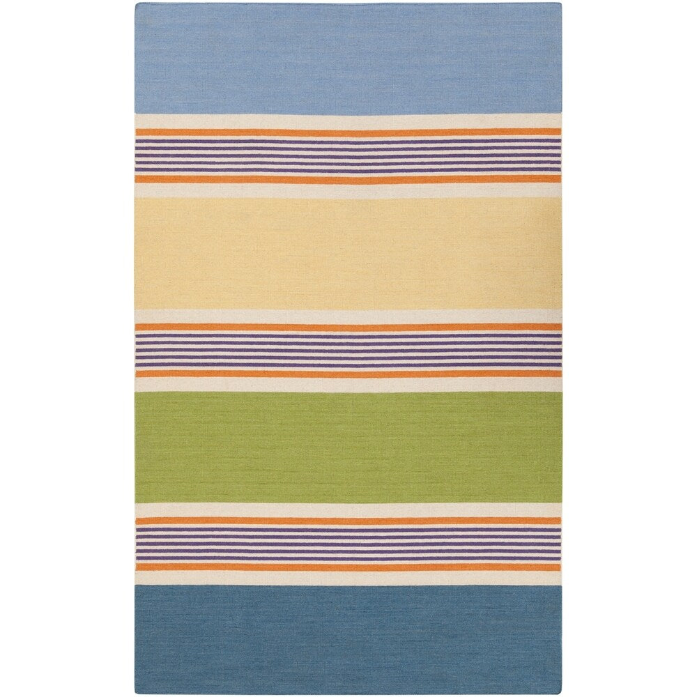 Hand-Woven McVie Mutli Striped Wool Area Rug - 3'6" x 5'6"