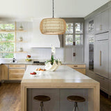 Hand-Woven Natural Rattan 5-Light Farmhouse Chandelier with Adjustable Height